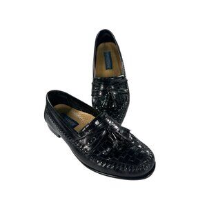 Giorgio Brutini Mens Black Woven Leather Slip On Loafer Size 8 D Dress Shoes